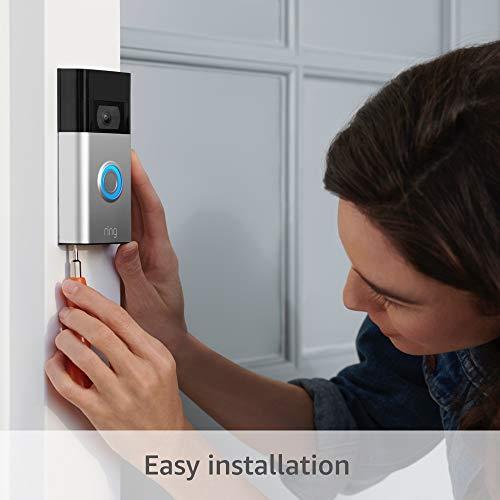 Ring Video Doorbell – 1080p HD video, improved motion detection, easy installation – Satin Nickel (2020 release) (Electronics)sec2